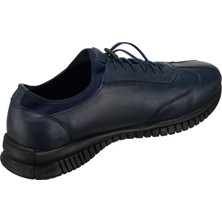 Costo Shoes AG1002-1 Lacivert Deri Kaucuk Taban Rahat Geniş Kalıp  Erkek Gündelik Deri Ayakkabı