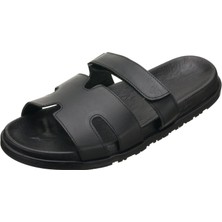 Costo Shoes PAŞA108 Siyah Dana Derisi  Erkek Sandalet Terlik Dana Derisi Rahat Kalıp Şık Tasarım