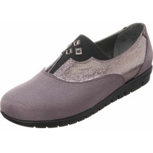 Costo Shoes DRL7033 Gri Süet Gündelik Rahat Geniş Kalıp 4 Mevsim Büyükl Numara Kadın Ayakkabısı