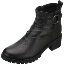 Costo Shoes YSM26 Siyah Dana Deri Rahat Şık Konforlu Taban Kadın Kışlık Bot