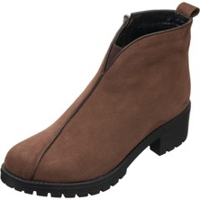 Costo Shoes YSM06 Kahve Dana Nubuk Deri Rahat Şık Konforlu Taban Kadın Kışlık Bot