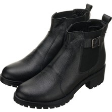 Costo Shoes YSM63 Siyah Dana Deri Rahat Şık Konforlu Taban Kadın Kışlık Bot