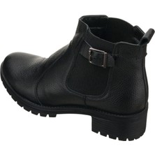 Costo Shoes YSM63 Siyah Dana Deri Rahat Şık Konforlu Taban Kadın Kışlık Bot
