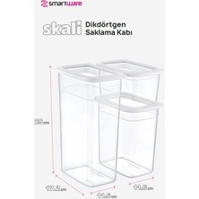 Smartware 4'lü Set Skali Dikdörtgen Saklama Kabı Beyaz (4'şer Adet 1210 Ml, 2350 Ml, 3500 Ml)