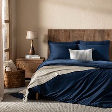 Chakra Marta Bambu Çift Kişilik Çarşaflı Nevresim Takımı 200x220 cm Lacivert