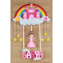 Renkli Hayallerim Sarya Isimli Şatolu Bebek ve Hastane Odası Kapı Süsü