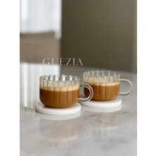 Guezia Kulplu Çizgi Model | Borosilikat Kahve Sunum Bardağı | 250 ml | 2 Adet