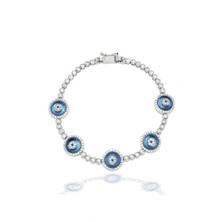 925 Ayar Nazar Boncuklu Beş Taşlı Suyolu Kadın Bileklik