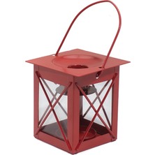 Metal Mumluk Kırmızı+Mum Hediyeli 8 cm