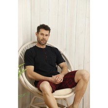 Kly Midi Yaka 3'lü Erkek Pijama Şort Takım