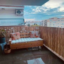 özgazi Hasır Kamış Bambu Çit Balkon Çiti Bahçe Çiti 60 cm x 5 Metre Dekorasyon