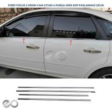 Ebal Oto Ford Focus 2 Hb Krom Cam Çıtası 4 Prç. 2005-2011 Paslanmaz Çelik