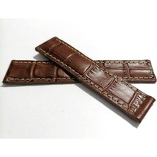 Fado Tag-Heuer Uyumlu  22-18 Beyaz  Dikişli Kahverengi  Hakiki Dana Derisi  ( 12 )