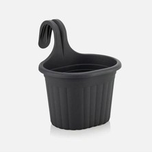 Serinova Tombik Saksı Askılı Balkon Saksısı 3 Litre Antrasit