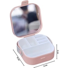 Emofom Pearl Aynalı Çanta Içi Mini Makyaj Organizer Seyahat Tipi Takı Düzenleyici Kutu (9 x 9 x 4 cm)