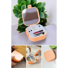 Emofom Pearl Aynalı Çanta Içi Mini Makyaj Organizer Seyahat Tipi Takı Düzenleyici Kutu (9 x 9 x 4 cm)