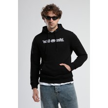 Yorker Siyah Sweatshirt Nakışlı Loose Fit Erkek Sweatshirt
