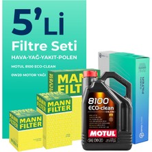 Mann Filter Fılter  Volkswagen Caddy 2.0 Dizel Filtre Bakım Seti Shell Motor Yağlı (2020-2025) 5 Li