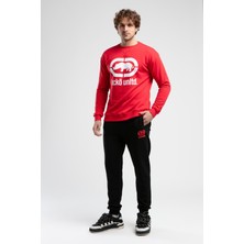 Pıerson Siyah Rahat Kesim Nakışlı Loose Fit Erkek Eşofman Alt