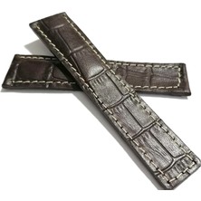 Fado Tag-Heuer Uyumlu  22-20   Beyaz Dikişli  Kahverengi  Hakiki Dana Derisi  (28 )