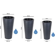 Serinova Kvt3 Kumsal Vazo Saksı No: 3 40 Cm 13,7 Litre Mocha