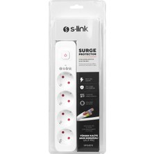 S-link SPG401S 1.5 m 1.5 mm 100% Bakır 750 Joule 4'lü Anahtarlı Akım Korumalı Priz