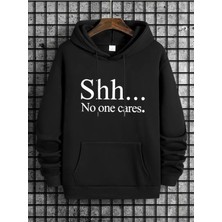 M.ç Store -Unısex Sweatshirt  No One Cares Baskılı Hodies 3 Iplik Kompakt Kumaş (Içi Pamuklu)