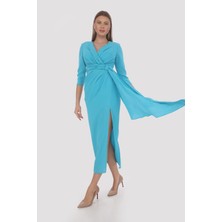 Suseb Uzun Kol Aller ve Drape Detaylı Elbise