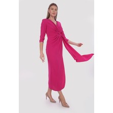 Suseb Uzun Kol Aller ve Drape Detaylı Elbise