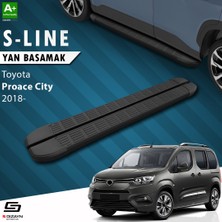 S-Dizayn Toyota Proace City Uzun Şase S-Line Siyah Yan Basamak 213 Cm 2018 Üzeri A+ Kalite