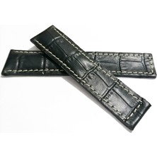 Fado Tag-Heuer Uyumlu  24-20 Beyaz Dikişli Siyah  Hakiki Dana Derisi  ( 17)