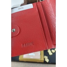 Damy Hakiki Deri RFID Korumalı Kadın Mini Cüzdan 906 - Kırmızı