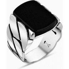 Özel Tasarım Siyah Oniks Taşlı 925 Ayar Gümüş Yüzük