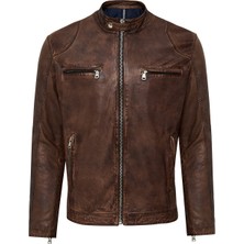 Derimod Immobile Erkek Kahverengi Spor Deri Ceket 24WGD6439W8