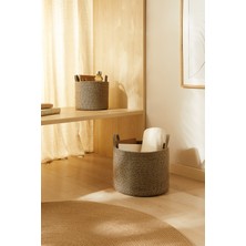 Ocean Home Textile 2'li Siyah Kırçıllı Dolap İçi Çamaşır Oyuncak Düzenleyici Jüt Halat Saklama Sepeti Organizer