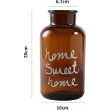 Safestore Home Sweet Home Amber Cam Vazo ve 10’lu Beyaz Doğal Kurutulmuş Pamuk Dalları