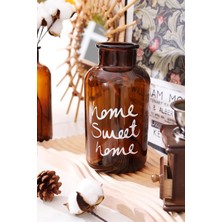 Safestore Home Sweet Home Amber Cam Vazo ve 10’lu Beyaz Doğal Kurutulmuş Pamuk Dalları