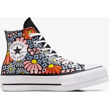 Converse Chuck Taylor All Star Lift Platform Floral Kadın Siyah Sneaker