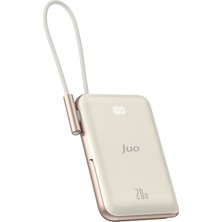 Juo Magsafe Powerbank 10000MAH Standlı 20W Dahili Type-C Kablolu Taşınabilir Hızlı Şarj Cihazı Beyaz