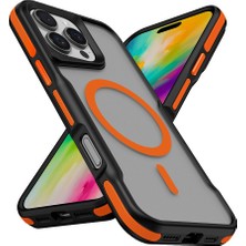 Case 4u Apple iPhone 16 Pro Max Kılıf Magsafe Şarj Özellikli Renkli Kenar Airbag Şeritli Lamer Kapak Turuncu