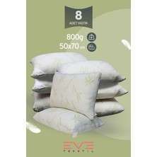 8 Adet Bamboo Serisi Kılıflı Fermuarlı Yıkanabilir Antialerjik Silikon Elyaf Yastık 50x70cm 800 gr