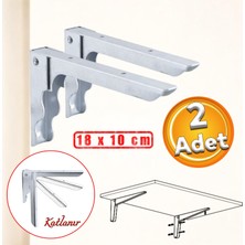 Badem10 Duvara Monteli Balkon Masası Sehpası Montajı Metal Katlanır Raf Altı Ayağı 18 x 10 cm (2 Adet)