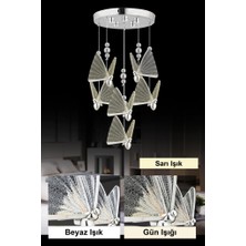 Istanbul Avize Ipek 6'lı Gümüş Ledli 3 Renk Modern LED Avize