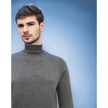 Erkek Yarım Balıkçı Boğazlı  Baba Toprak Triko Kazak