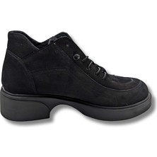 Çiğdem Kundura Passo - Kadın Gerçek Nubuk Deri Kısa Bot  - Passo - Siyah - 38