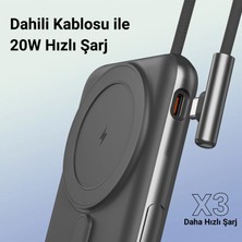 Juo Magsafe Powerbank 10000MAH Standlı 20W Dahili Type-C Kablolu Taşınabilir Hızlı Şarj Cihazı Siyah