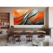 Artarilion Turuncu Gri Soyut Kanvas Tablo Modeli Oturma Odası Tablosu