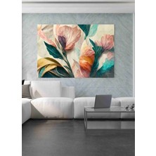 Artarilion Mavi Pembe Çiçek Detaylı Kanvas Tablo Hd Dijital Baskı Kanvas Salon Tablosu