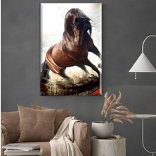 Artarilion Kanvas Kahverengi At Tablosu Oturma Odası Kanvas Dijital Baskı Duvar Dekoru