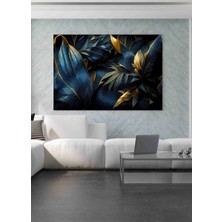 Artarilion Modern Görünümlü Gold Detaylı Çiçek Hd Baskı Kanvas Tablo